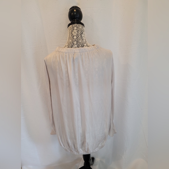 Zero + Maria Cornejo Sz 8 Long Sleeve Blouse RUCHED BUBBLE TOP champagne color - Picture 6 of 8